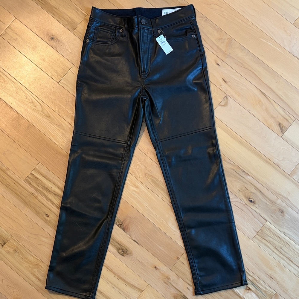 New - GAP Faux Leather Pants - Cheeky Straight Highrise - Size 28 / 6 Regular
